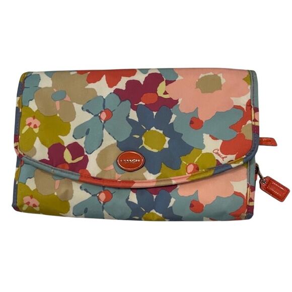 Coach Accessories - Coach floral print cosmetic travel bag w/hanging organizer.
